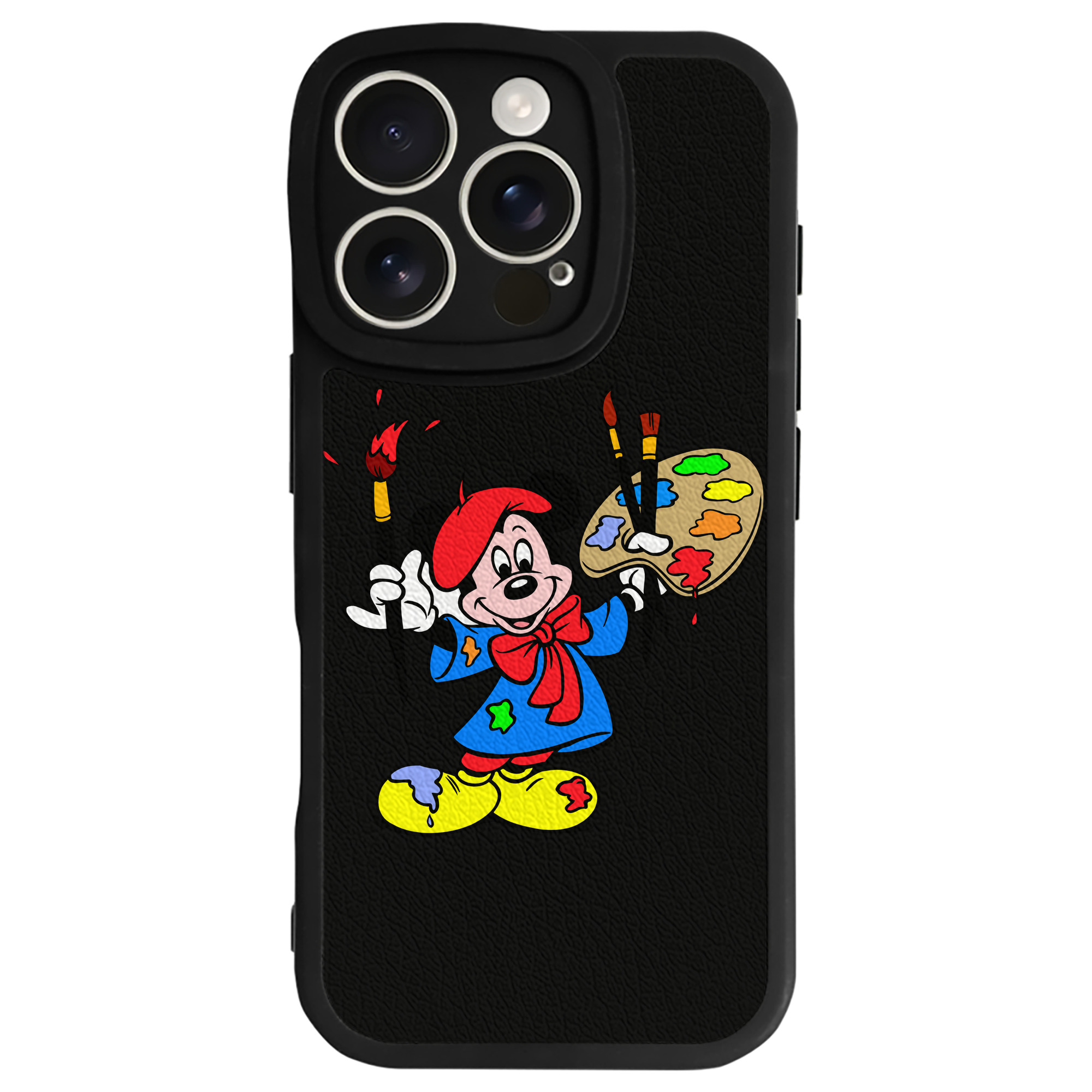 （画像用） ミッキーマウス Mickey Mouse 【iPhone 16シリーズ対応】シリコンスマホケース（レザー調） 材質：シリコン